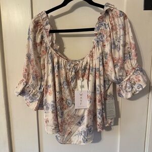 WAYF square neck silk shirt - new with tags never worn